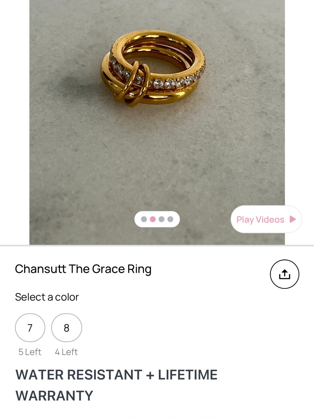 Chansutt water resistant stack ring / size 8